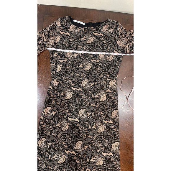 Vanilia Women's Paisley Dress Crew Neck Short Sleeve Black Brown Size 10 - Picture 6 of 11